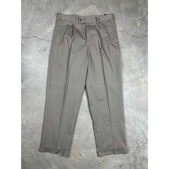 NEW Perry Ellis Portfolio Pants Men's 34x30 Taupe Dress Khaki Straight Leg - Picture 1 of 11